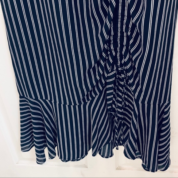 3/4 Sleeve Striped Side Roush Dress - Picture 8 of 8